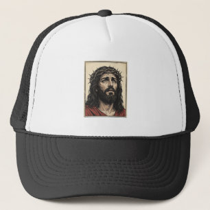 Vintage-Dornenkronen-Religionsportrait-Vektor-Art_ Truckerkappe