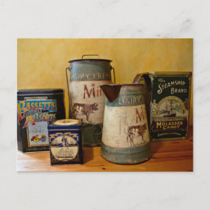 Vintage-Dosen und -Kannen Postkarte