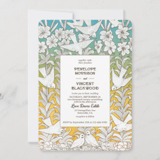 Vintage Dove Love Wedding Einladung
