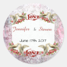 Vintage Dove Wedding Sticker