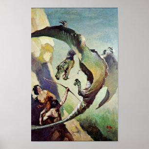 Vintage-Drachen-Coverkunst von J. Allen St. John Poster