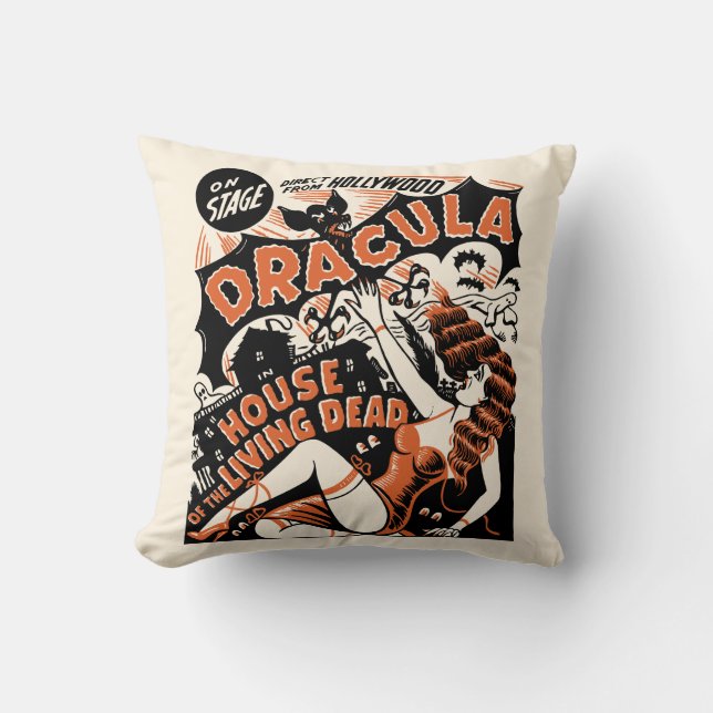 Vintage Draculaspook-Show-Plakat-Kunst Kissen (Vorderseite)