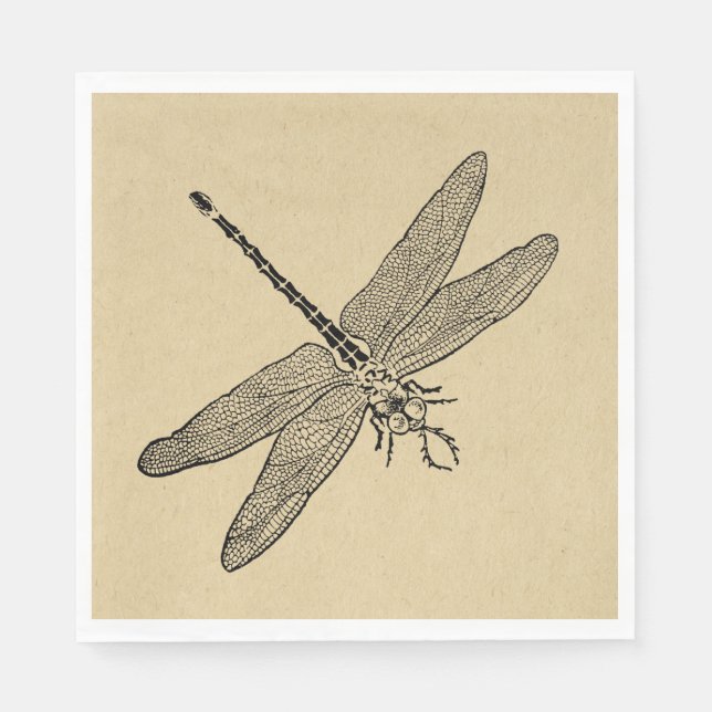 Vintage Dragonfly Art Serviette (Vorderseite)