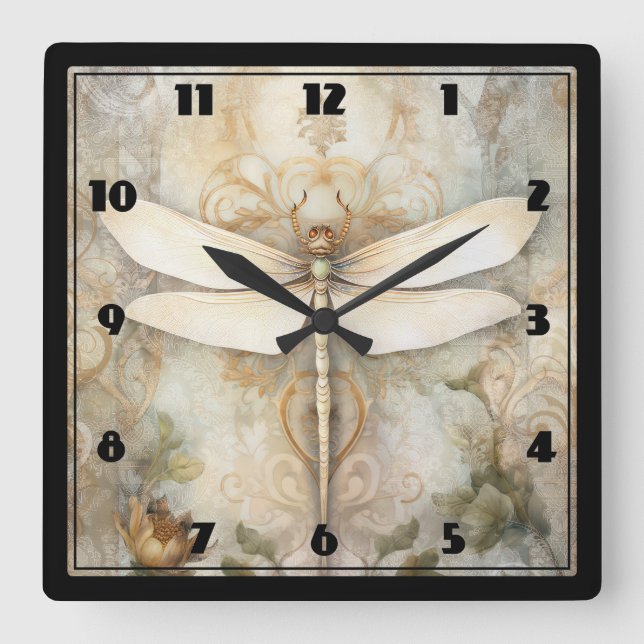 Vintage Draquelly Quadratische Wanduhr (Vorderseite)