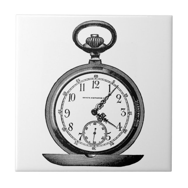 Vintage drawing of pocket watch (19th century) fliese (Vorderseite)