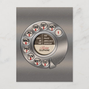 Vintage Drehwählscheibentelefon Postkarte