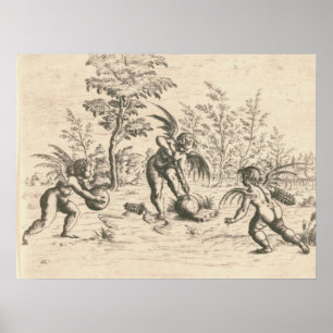 Vintage Drei Cupids aus dem 16. Jahrhundert spiele Poster