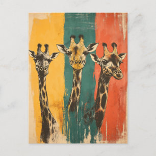 Vintage Drei Giraffen auf  Postkarte