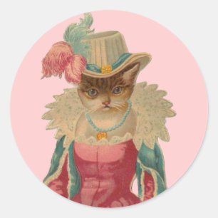 Vintage Dressierkatze Runder Aufkleber
