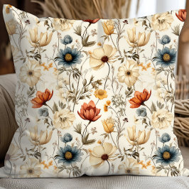 Vintage Dried Wildflower Navy Terracotta Kissen