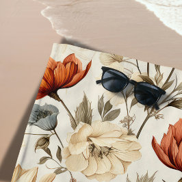 Vintage Dried Wildflower Navy Terracotta Strandtuch