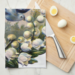 Vintage Drossel-Blumenlilie der Talvögel Handtuch