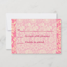 Vintage Druckausgabe in Rosa und Creme RSVP Karte