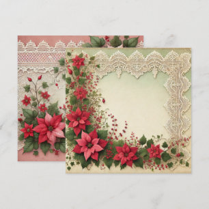 Vintage Druckplatte Poinsettia Rahmen Scrapbook Einladung