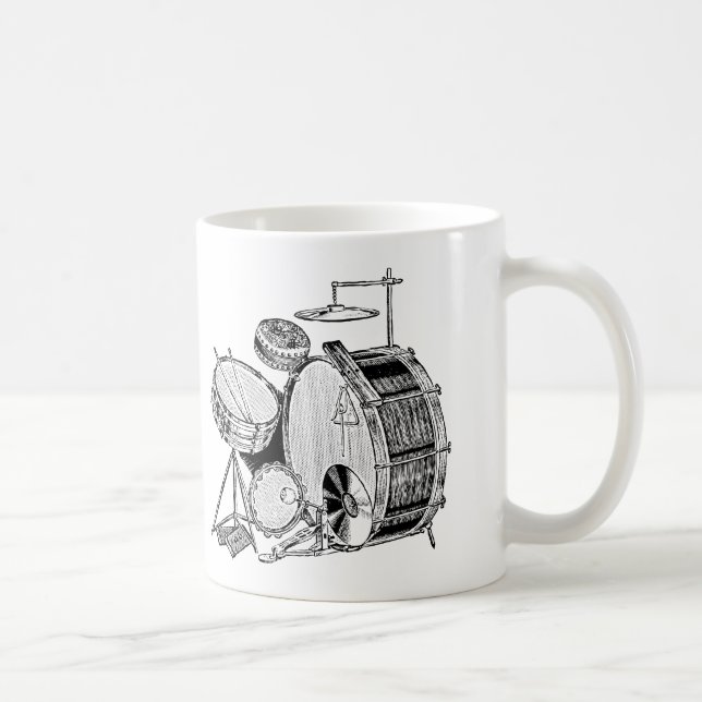 Vintage Drum-Kit-Trommeln Kaffeetasse (Rechts)