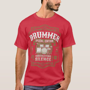 Vintage Drummer Drumming Drums Drum Kit Percussion T-Shirt