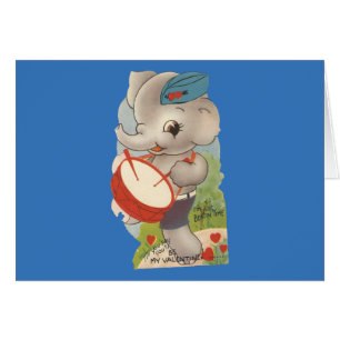 Vintage Drumming Elephant Valentine