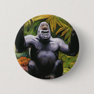 Vintage Dschungel-Primate, Silberrücken-Flachlandg Button