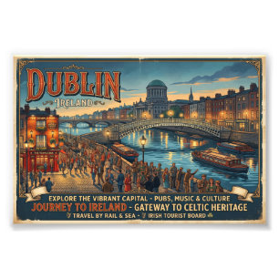 Vintage Dublin Irland Reiseplakat Fotodruck