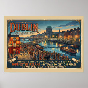Vintage Dublin Irland Reiseplakat Poster