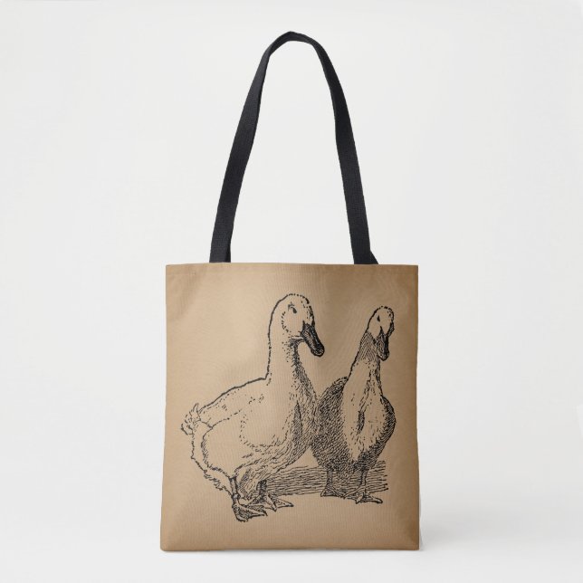 Vintage Duck Art Two Ducks Illustration Tasche (Vorderseite)