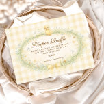 Vintage Duckling Floral Diapper Raffle Begleitkarte<br><div class="desc">A charming vintage baby shower design featuring a sweet little duckling resting above a delicate floral wreath. Soft watercolor wildflowers and greenery frame the center, finished with a gentle ribbon bow and a warm yellow gingham background that adds a cozy nursery feel. The storybook illustration style and pastel countryside palette...</div>