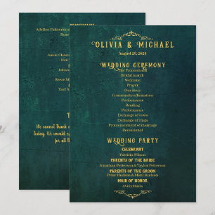 Vintage Dunkelgrüne Hochzeit Programm