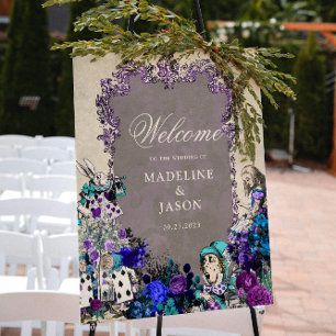 Vintage Dunkle Alice im Wunderland-Hochzeit Poster