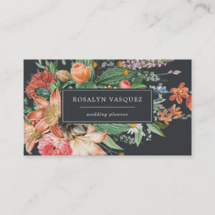 Vintage dunkle Floral auf Schwarz Unterschrift Visitenkarte