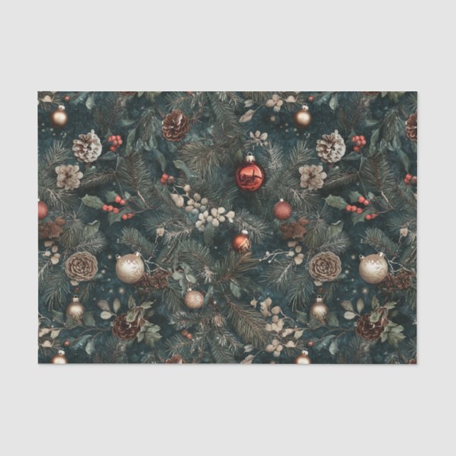 Vintage dunkle Weihnachten Seidenpapier (Vorderseite)