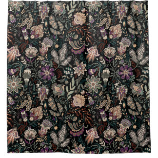 Vintage dunkles florales Paisley-Muster Moody Folk Duschvorhang