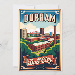 Vintage Durham North Carolina Bull City Retro  Feiertagskarte