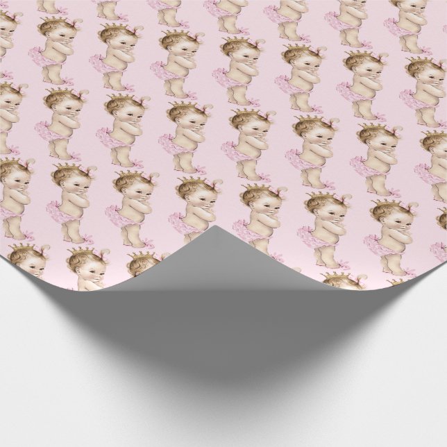 Vintage Dusche Prinzessin-Baby Geschenkpapier (Ecke)