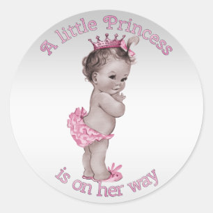 Vintage Dusche Prinzessin-Baby Runder Aufkleber
