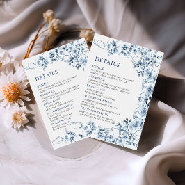 Vintage dusty blue floral wedding details  begleitkarte