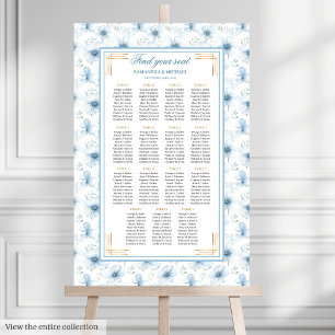 Vintage Dusty Blue Gold Aquarelltafel Poster