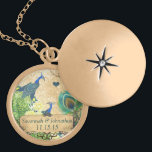 Vintage Dusty Blue Peacock Damask Jahrestag Vergoldete Kette<br><div class="desc">Keepake Necklaces Wählen Sie entweder Silver Plated Gold Finish oder Sterling Silver Einmaliges Personalisiertes Weihnachtsgeschenk 1. Weihnachtsgeschenk, 25. Hochzeitstag, 1. Neuer Geburtstag nach Verheiratet, Hochzeitstiefel-Ketten für die Hochzeitsnachtszeit - um die Hintergrundfarbe zu ändern - klicken Sie auf anpassen - wählen Sie das letzte Tool aus dem Drop-Down Menü und wählen...</div>