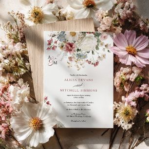 Vintage Dusty Rose und Elfenbeinhochzeit Einladung