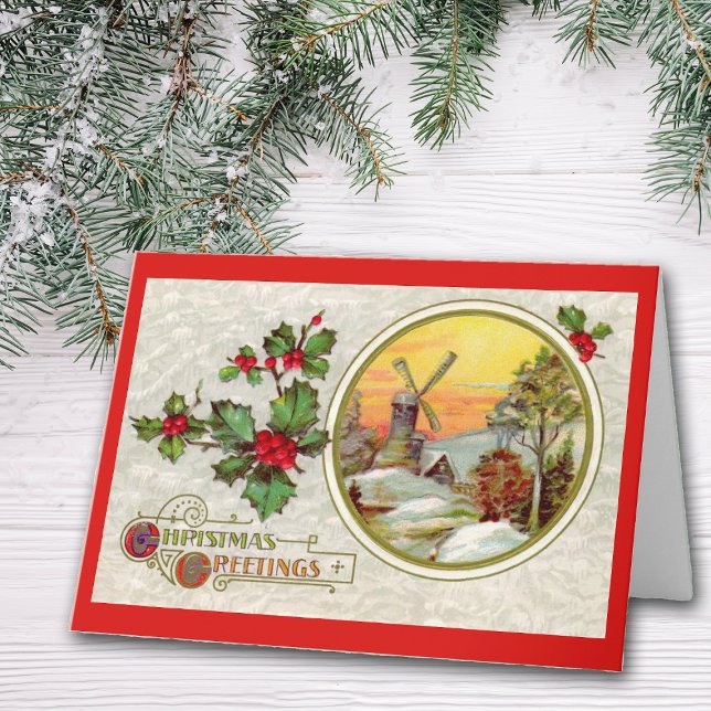 Vintage Dutch Christmas Greetings Card Feiertagskarte (Von Creator hochgeladen)