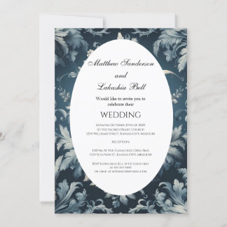 Vintage Dutch Floral Blue Wedding Party Einladung