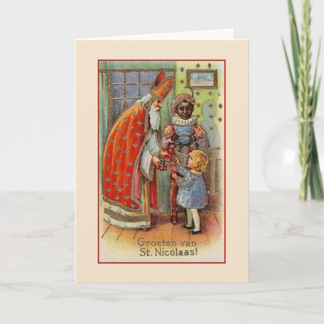 Vintage Dutch St. Nicholas Grußkarte Feiertagskarte (Vorderseite)