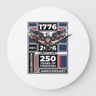 Vintage Eagle 1776 2026 Shirt Patriotische Typogra Große Wanduhr