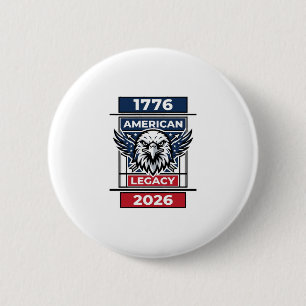 Vintage Eagle 1776 2026 T-Shirt Patriotische Typog Button