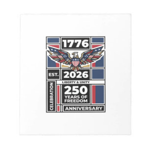 Vintage Eagle 1776 2026 T-Shirt Patriotische Typog Notizblock