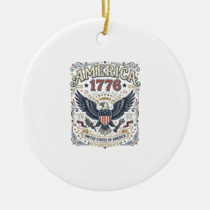 Vintage Eagle America 1776 Patriotisch Keramik Ornament