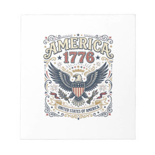 Vintage Eagle America 1776 Patriotisch Notizblock