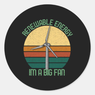 Vintage Earth Day Erneuerbare Energie Ich bin ein Runder Aufkleber