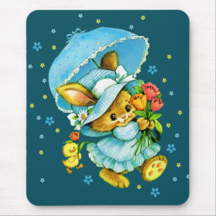 Vintage Easter Bunny and Chick Gift Mousepad