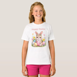 Vintage Easter Bunny Rabbit Pink Blush Watercolor T-Shirt