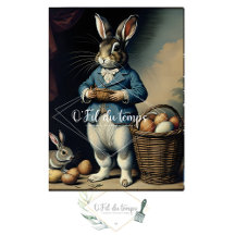 Vintage Easter Bunny With Basket and Eggs v3